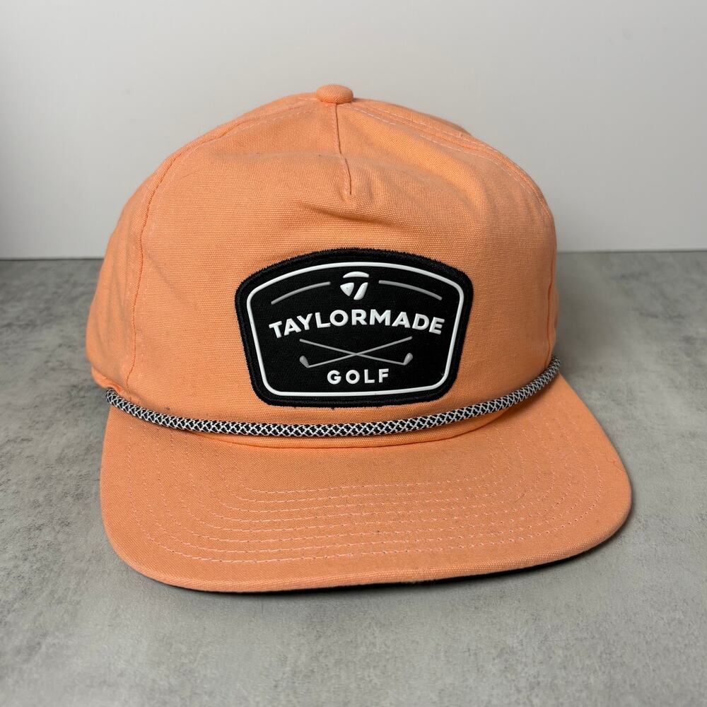 TaylorMade Daytona Rope Snapback Golf Hat Vintage Flatbill Coral Colorway